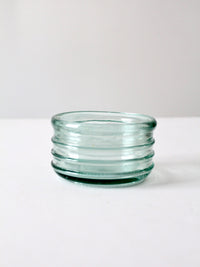 vintage blue glass ribbed bowl