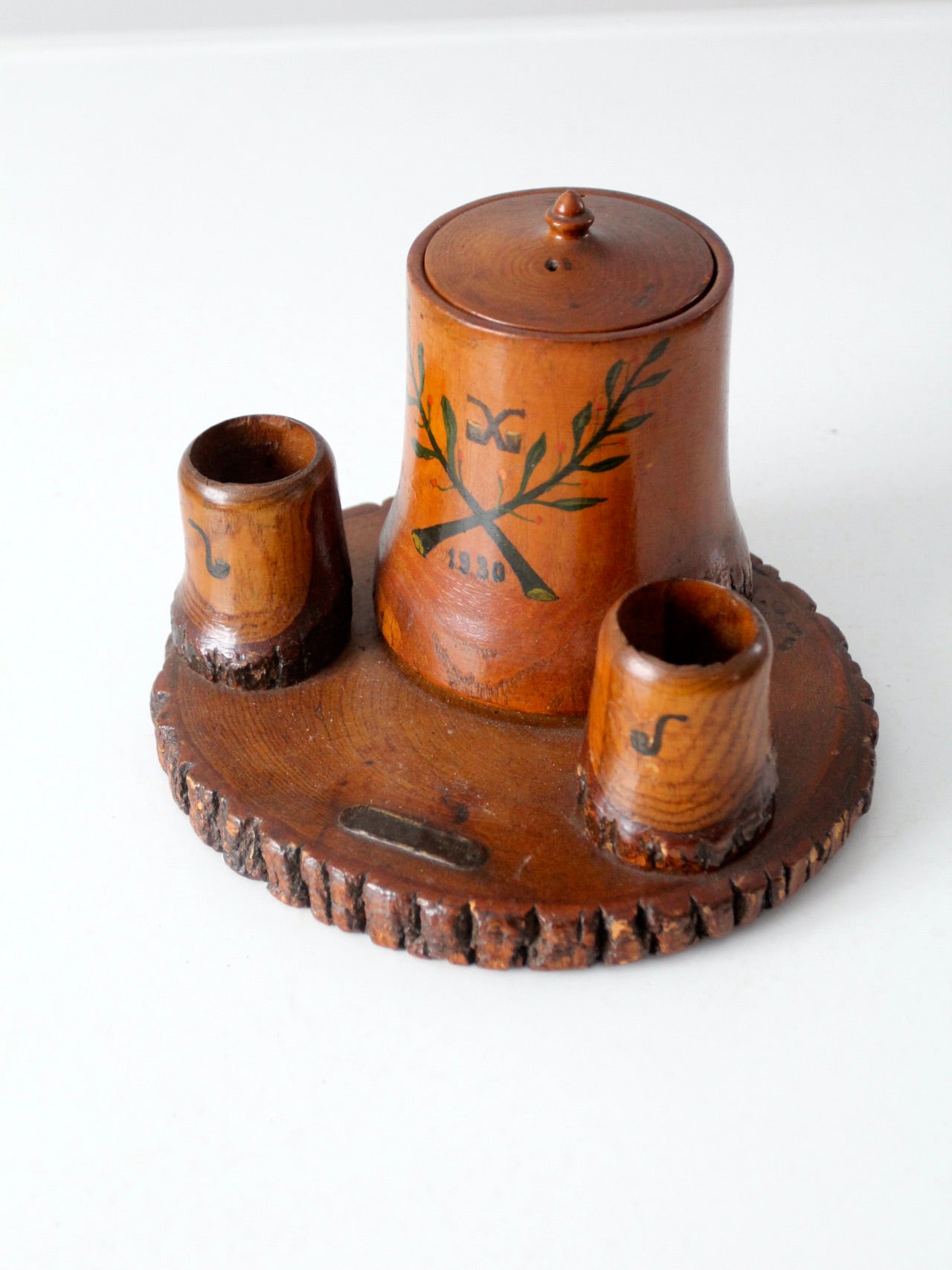 vintage 1930s pipe tobacco humidor and match holder