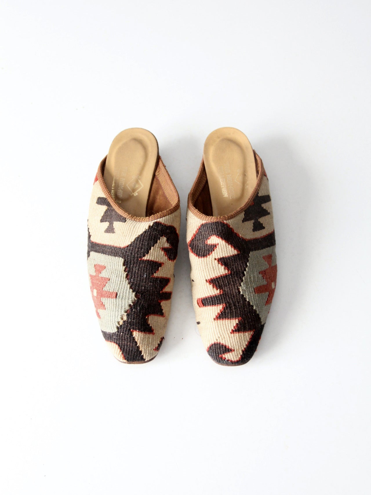 vintage kilim mules, size 8