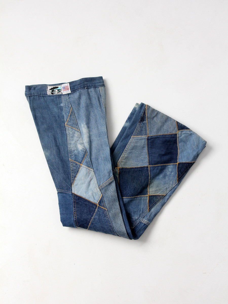 vintage 70s Antonio Guiseppe patchwork denim jeans, 26 x 34 – 86