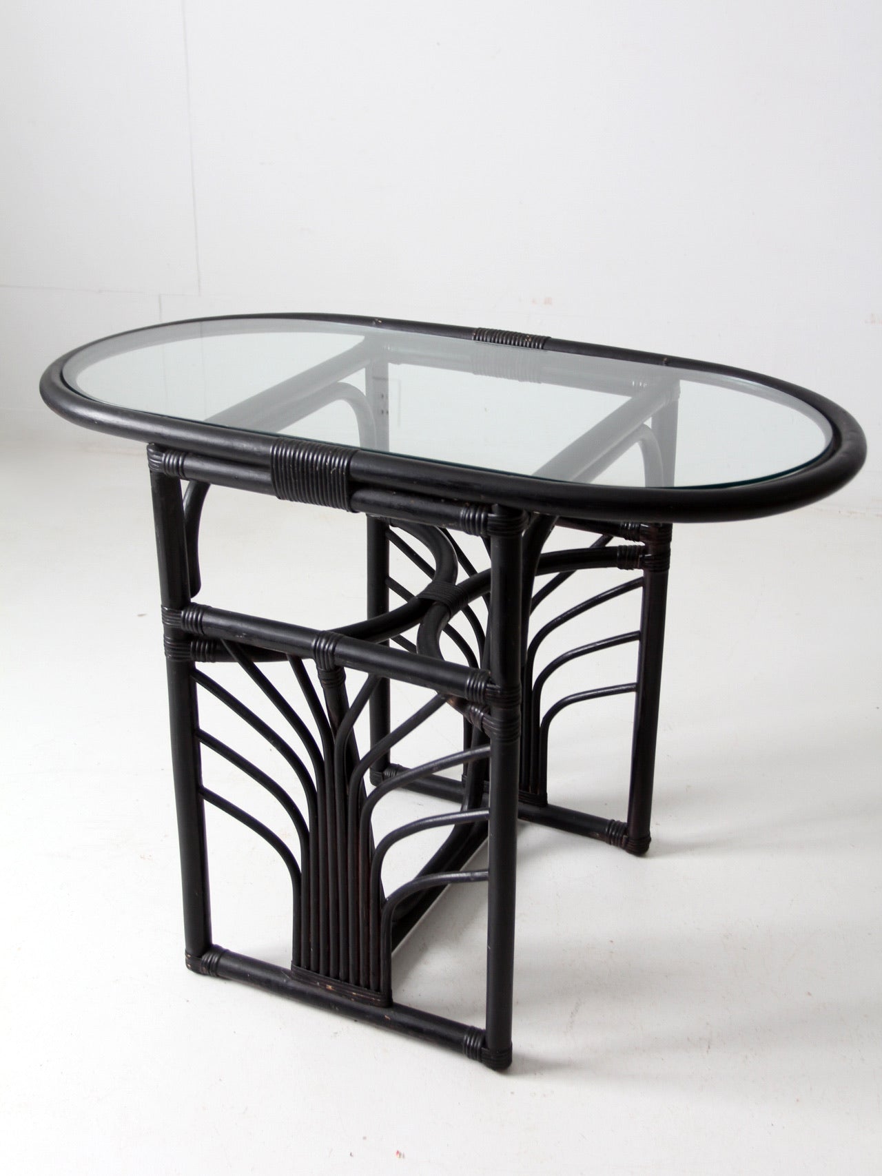 mid-century black rattan dining set