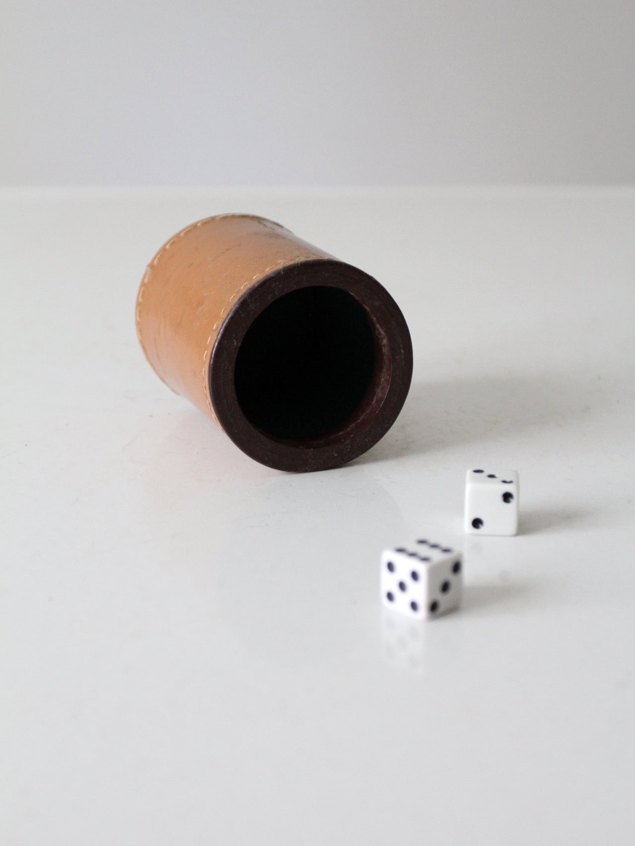 vintage leather dice cup set