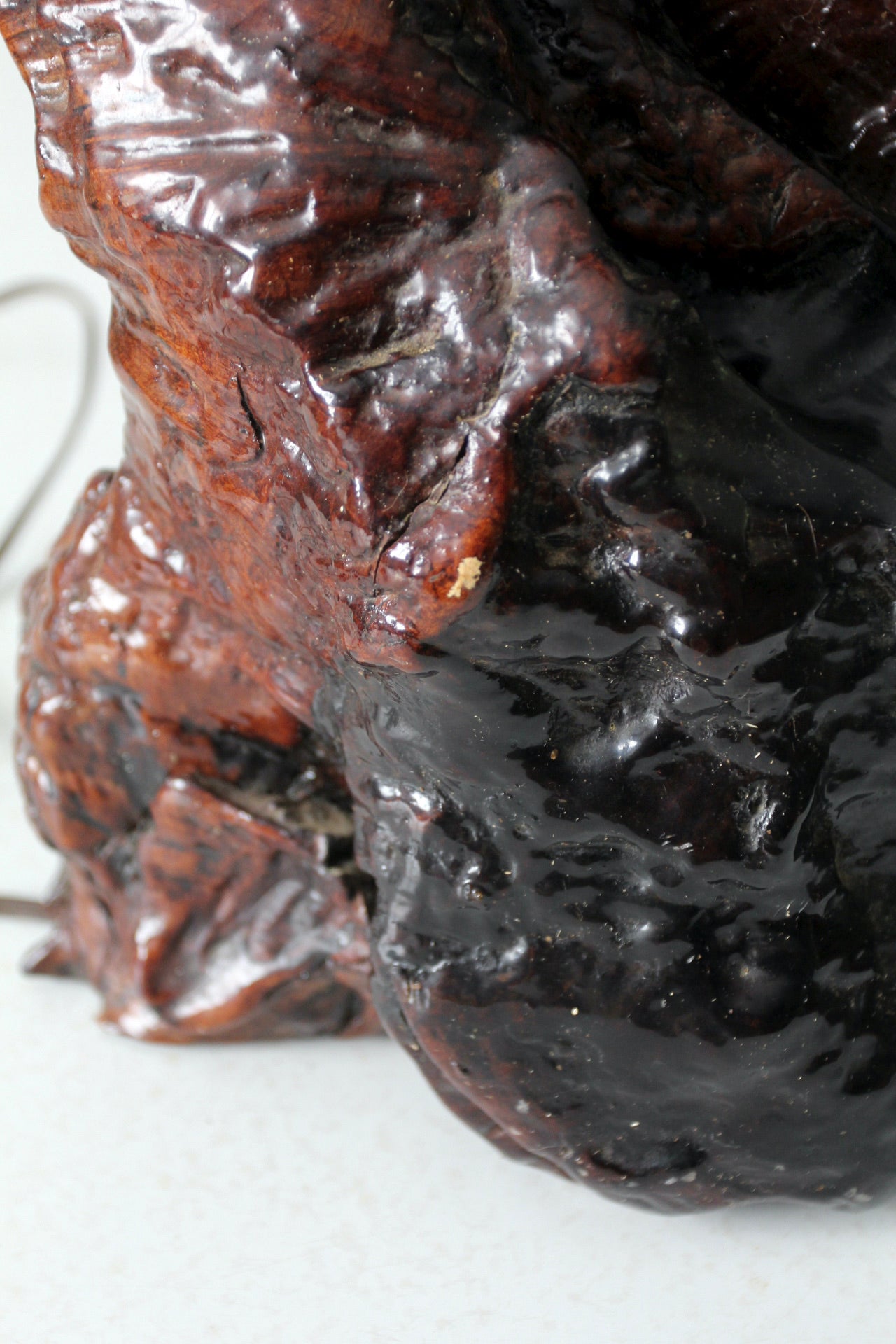 mid-century burl wood lamp