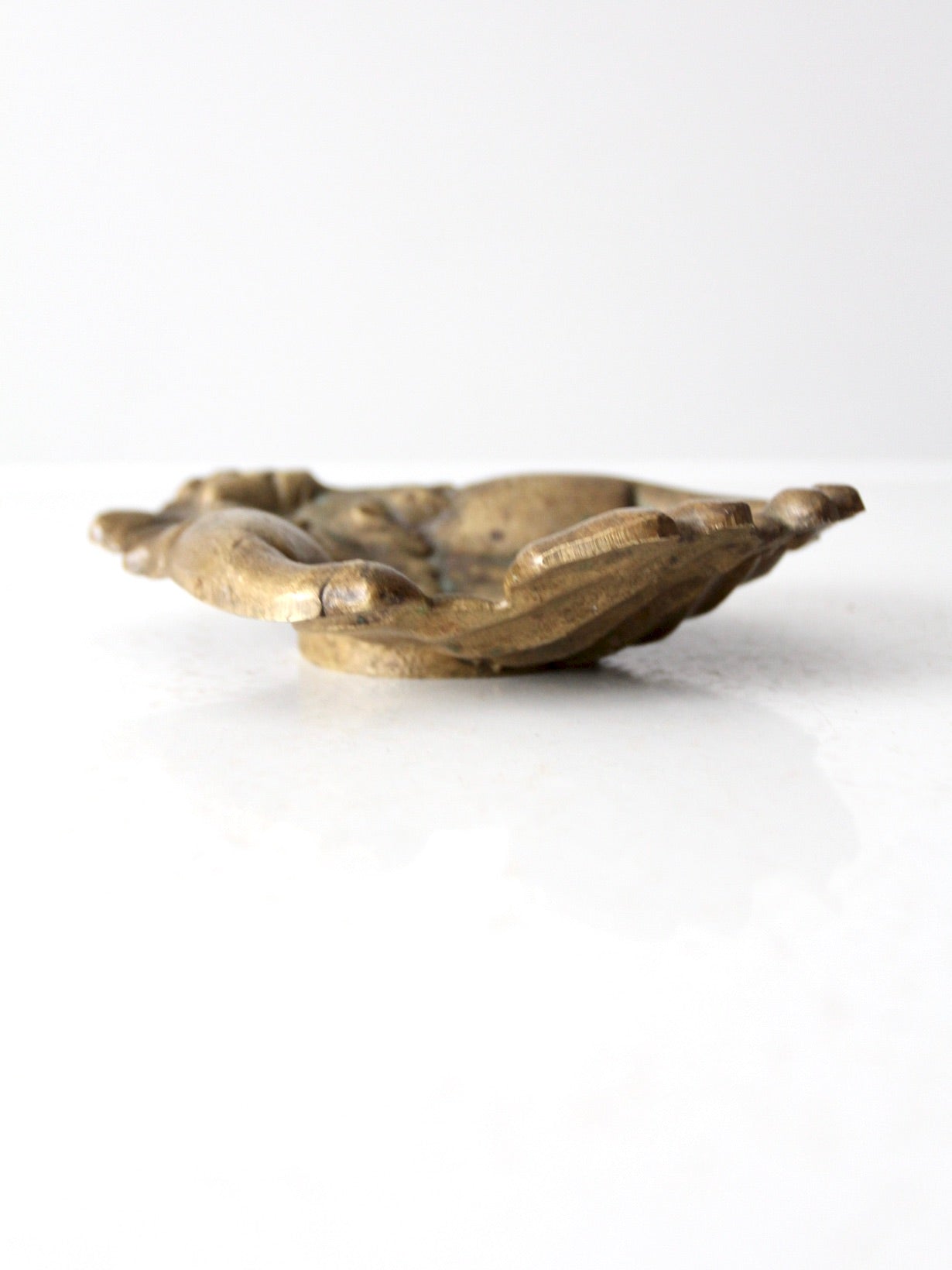 vintage cupped hands brass bowl