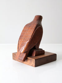 vintage hand carved wood eagle statue