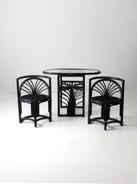 mid-century black rattan dining set