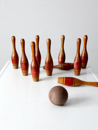 antique wooden skittles set