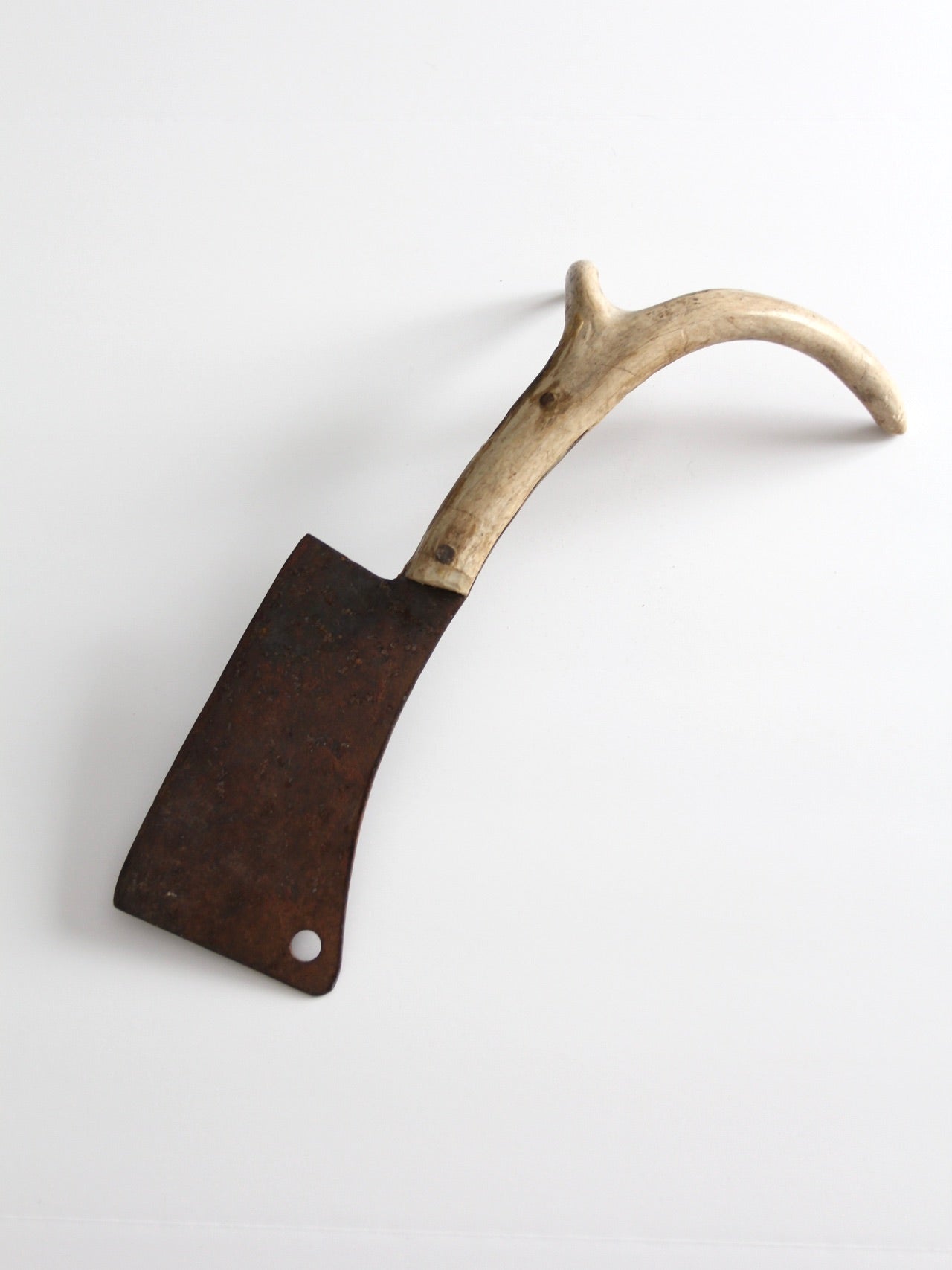 vintage cleaver with antler handle