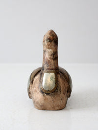 vintage folk art wood & metal duck figurine