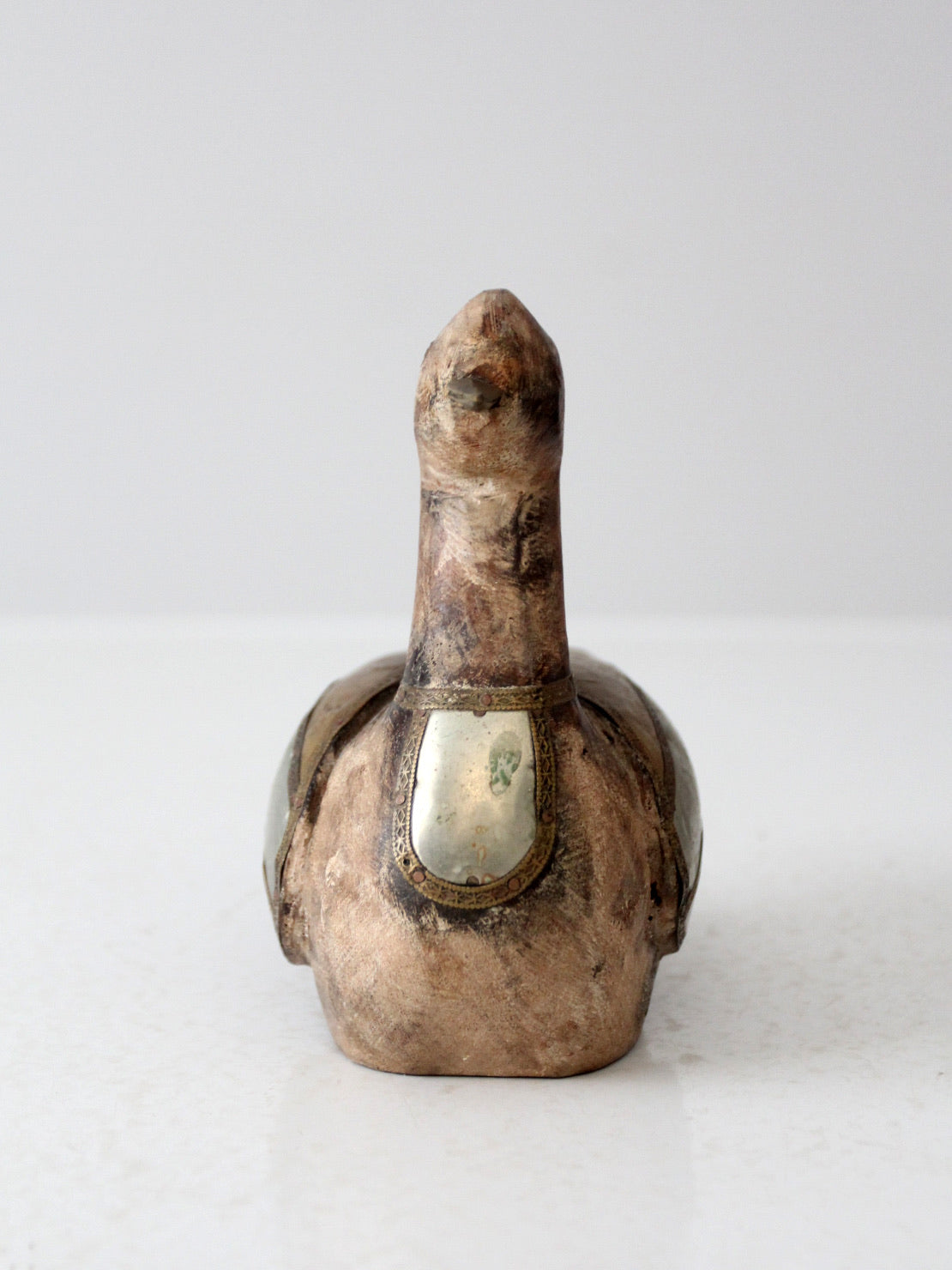 vintage folk art wood & metal duck figurine