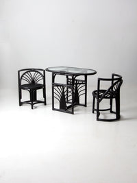 mid-century black rattan dining set