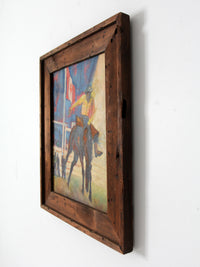 vintage oil painting of rodeo scene