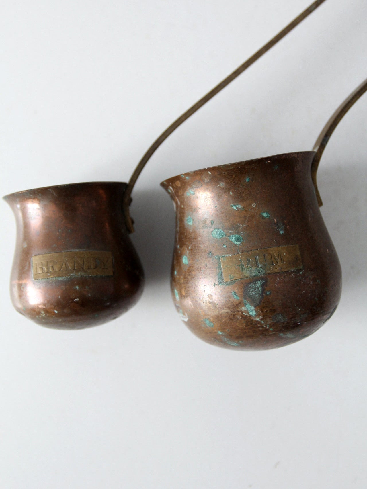antique copper liquor ladles