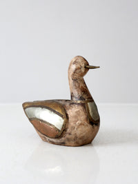 vintage folk art wood & metal duck figurine