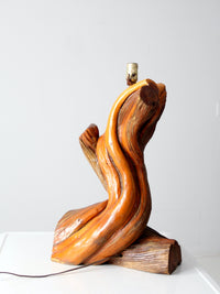 mid-century sculptural wood table lamp