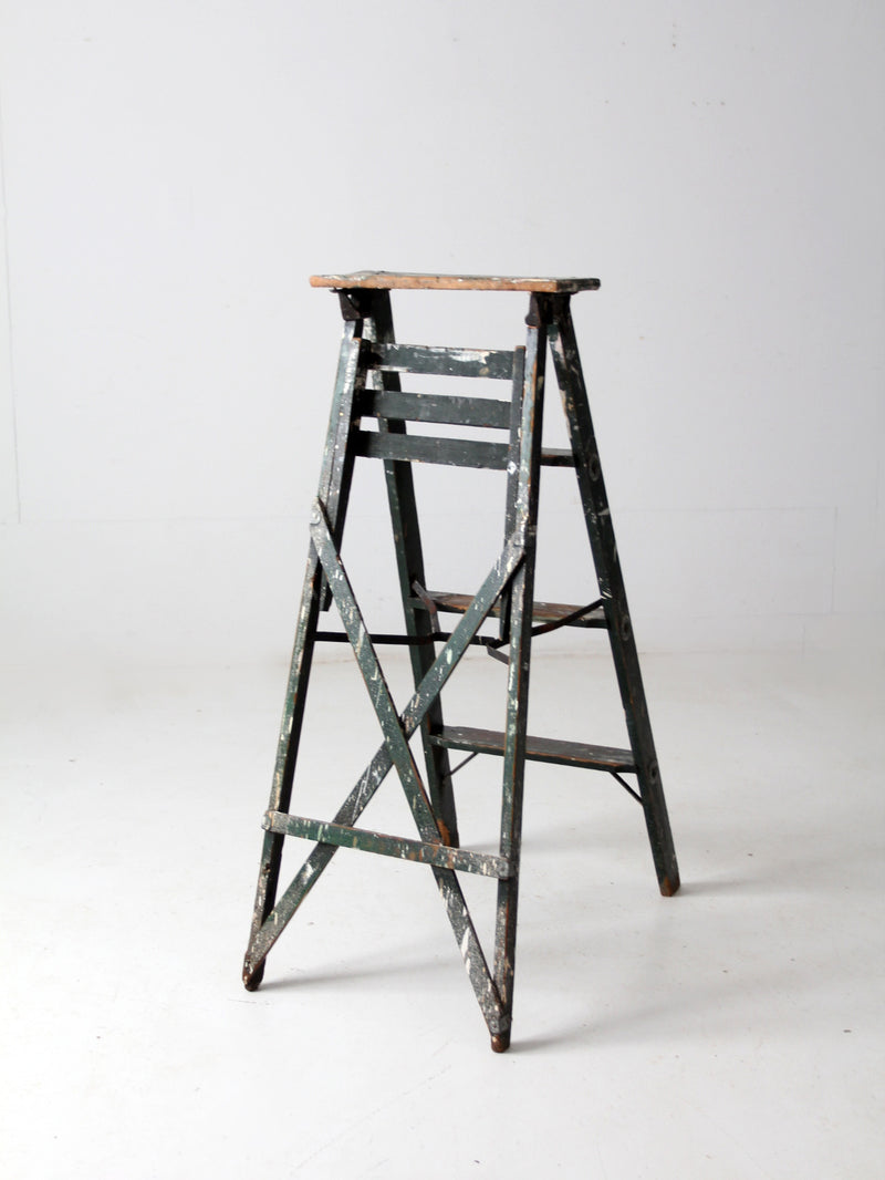 vintage green wood painter's ladder