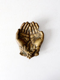 vintage cupped hands brass bowl