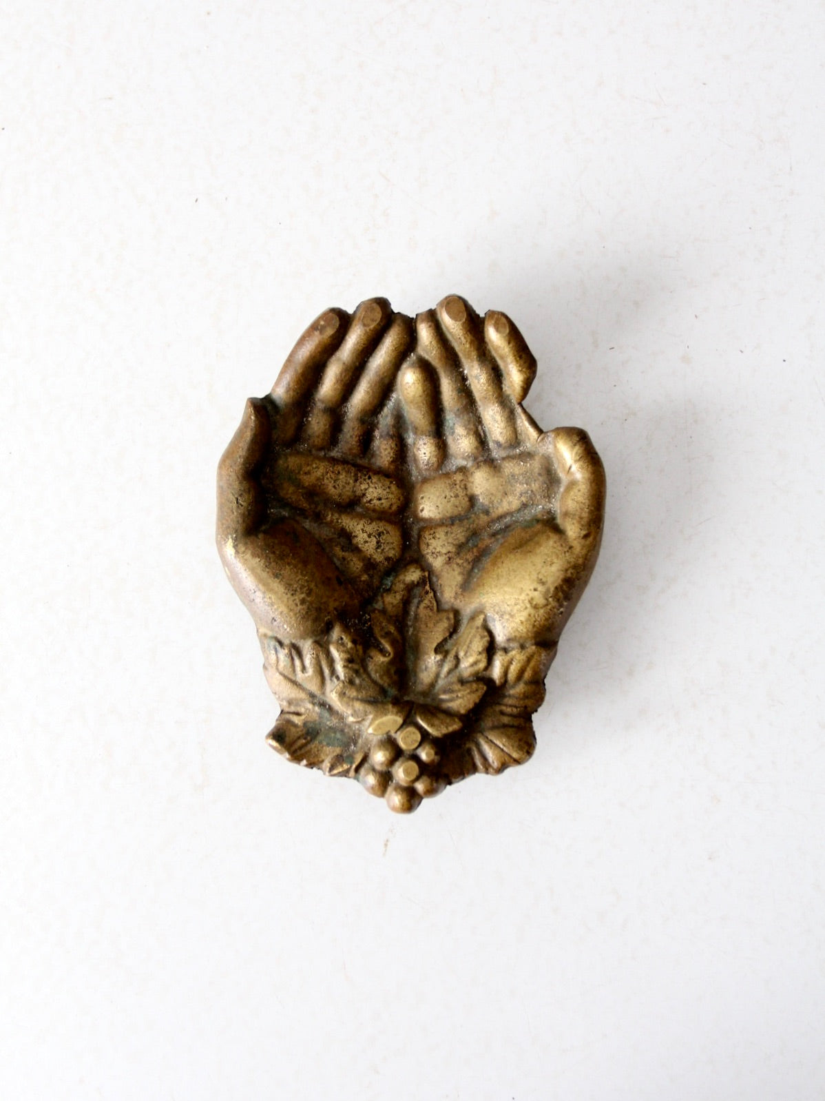 vintage cupped hands brass bowl