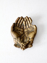 vintage cupped hands brass bowl