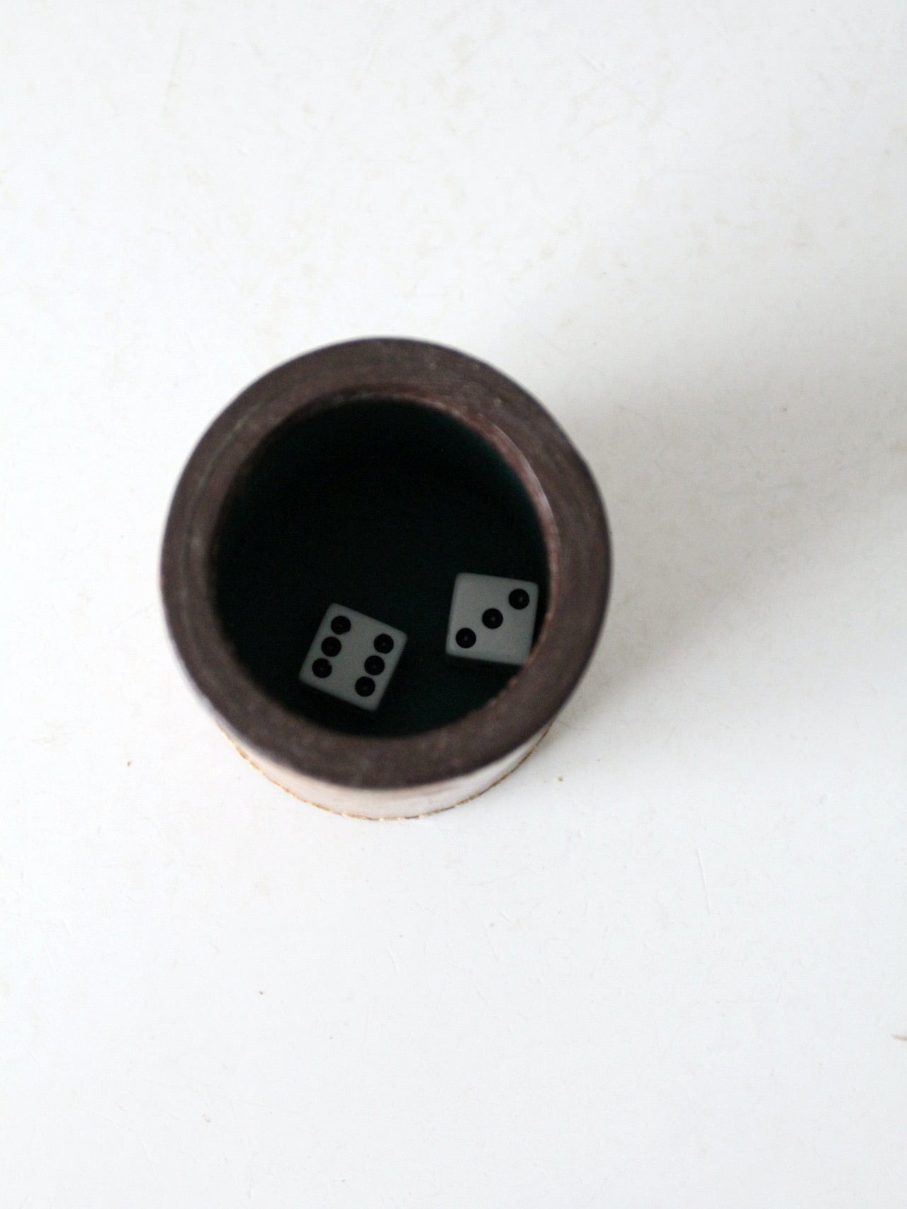 vintage leather dice cup set