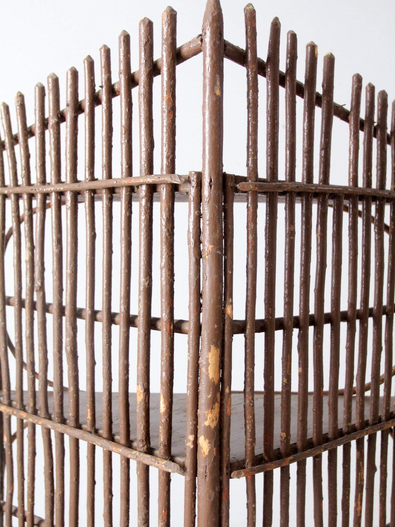 antique rustic twig corner shelf