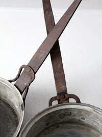 antique copper saute pans pair