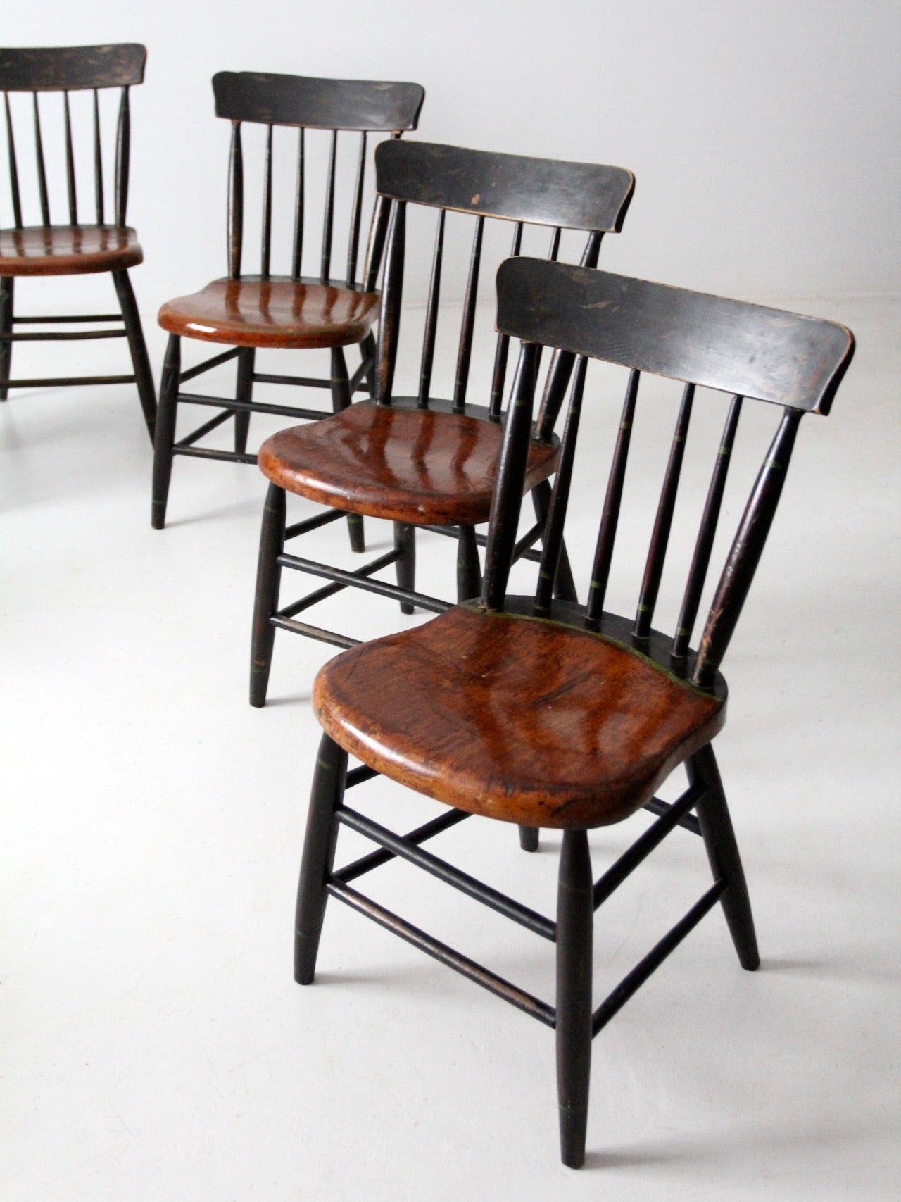antique plank seat chairs,  set of 7