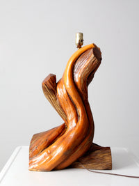 mid-century sculptural wood table lamp