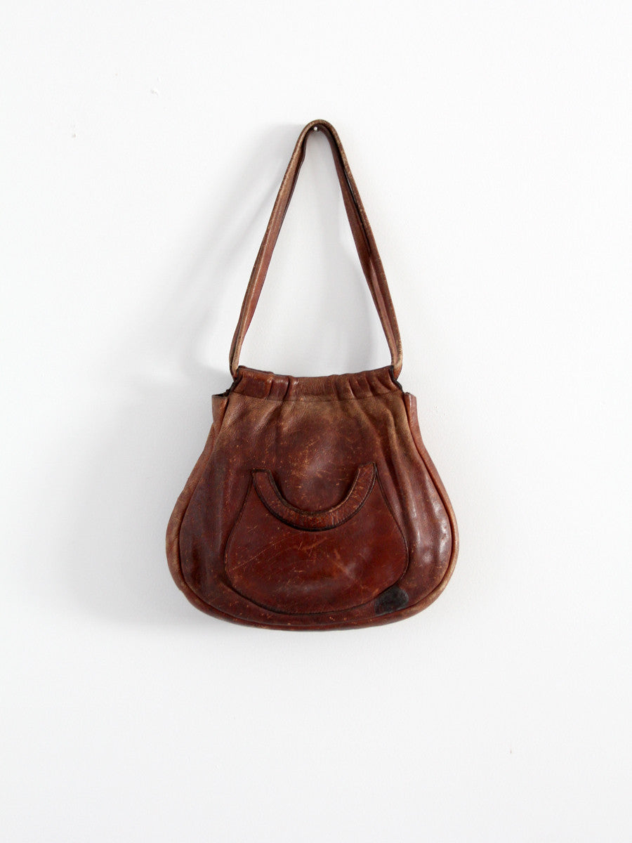 vintage 70s leather hobo bag 86 Vintage