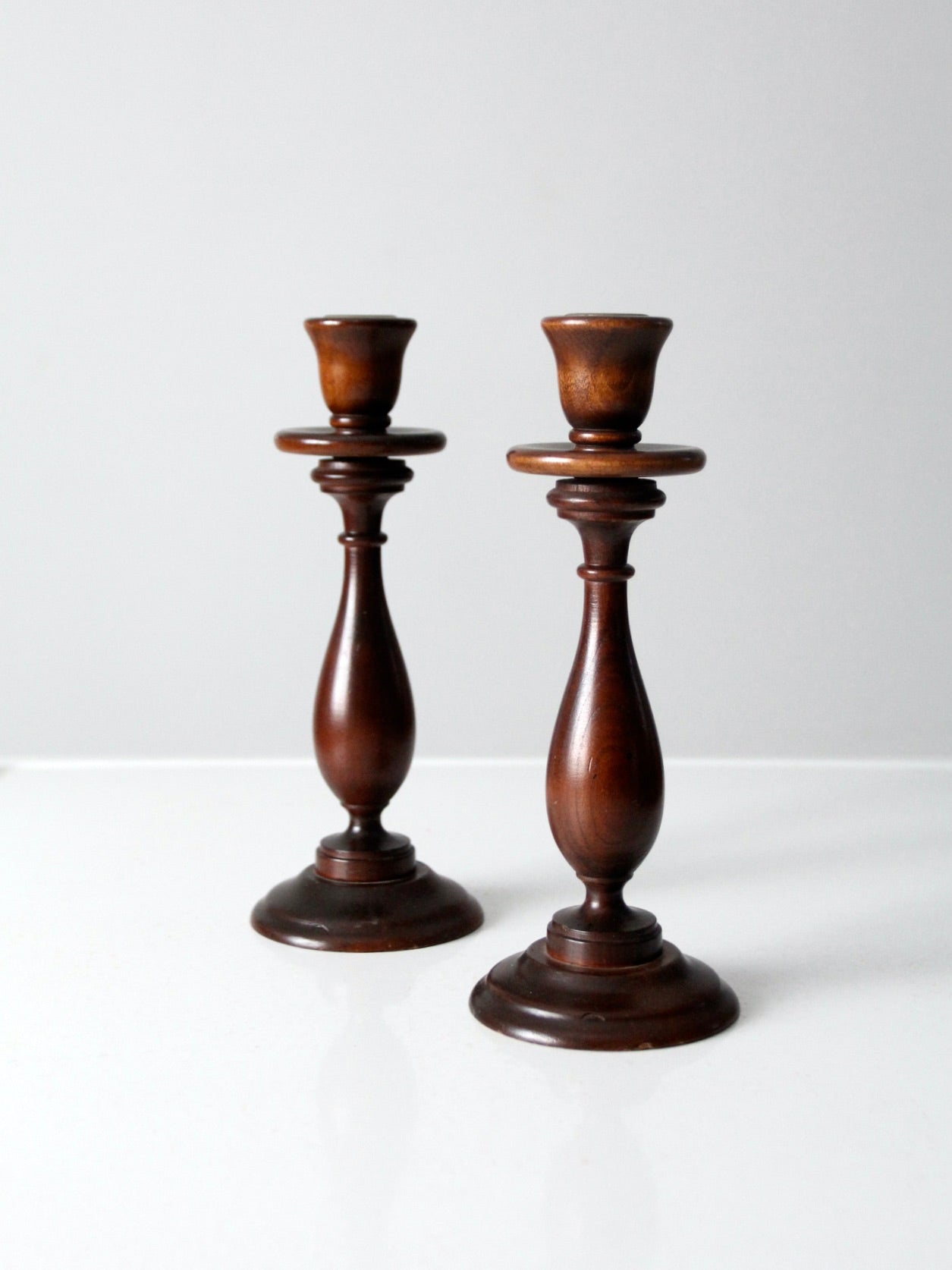 vintage wooden candlestick holders