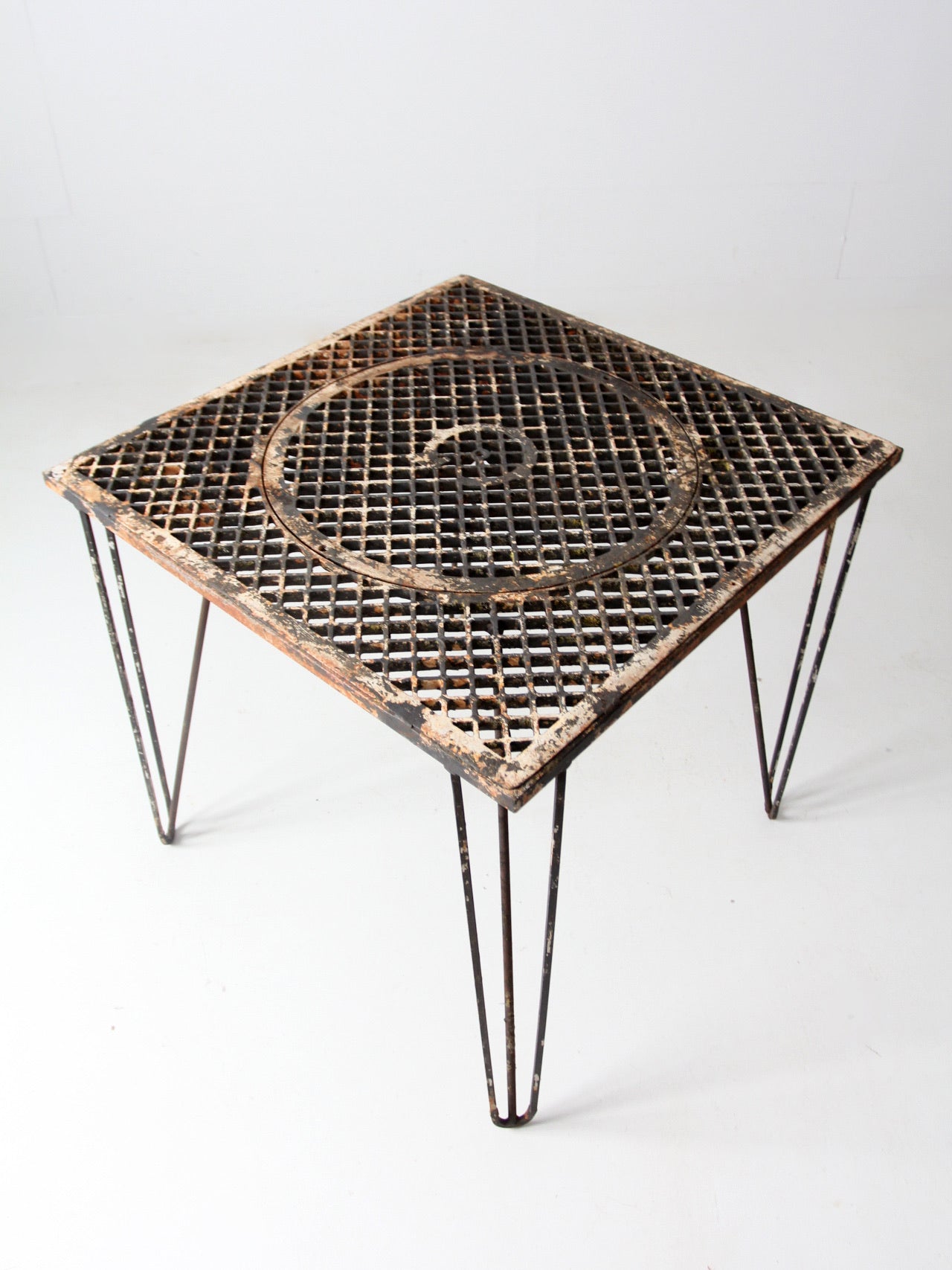 mid-century hairpin leg iron table