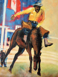 vintage oil painting of rodeo scene