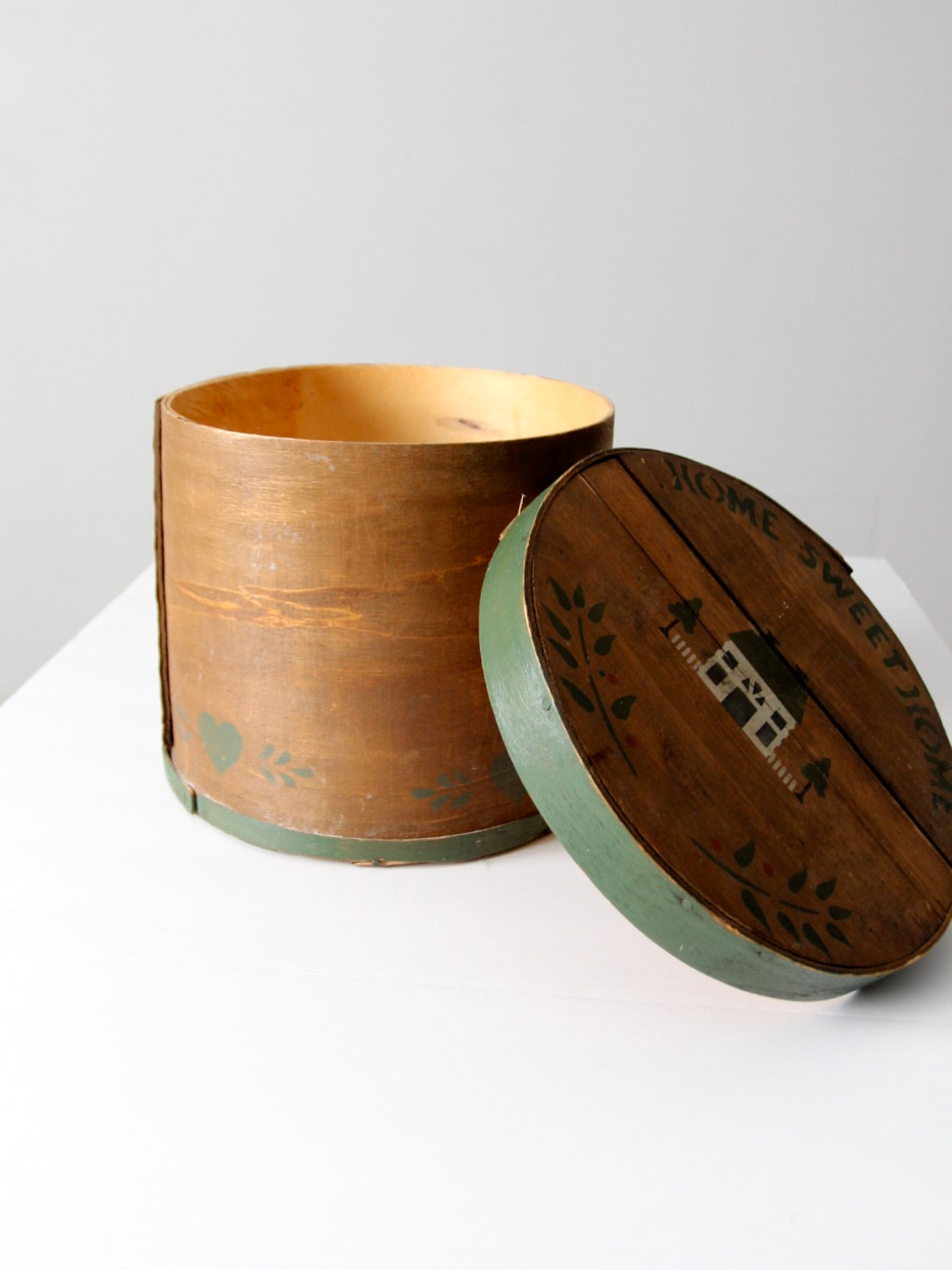 vintage stenciled wooden pantry box