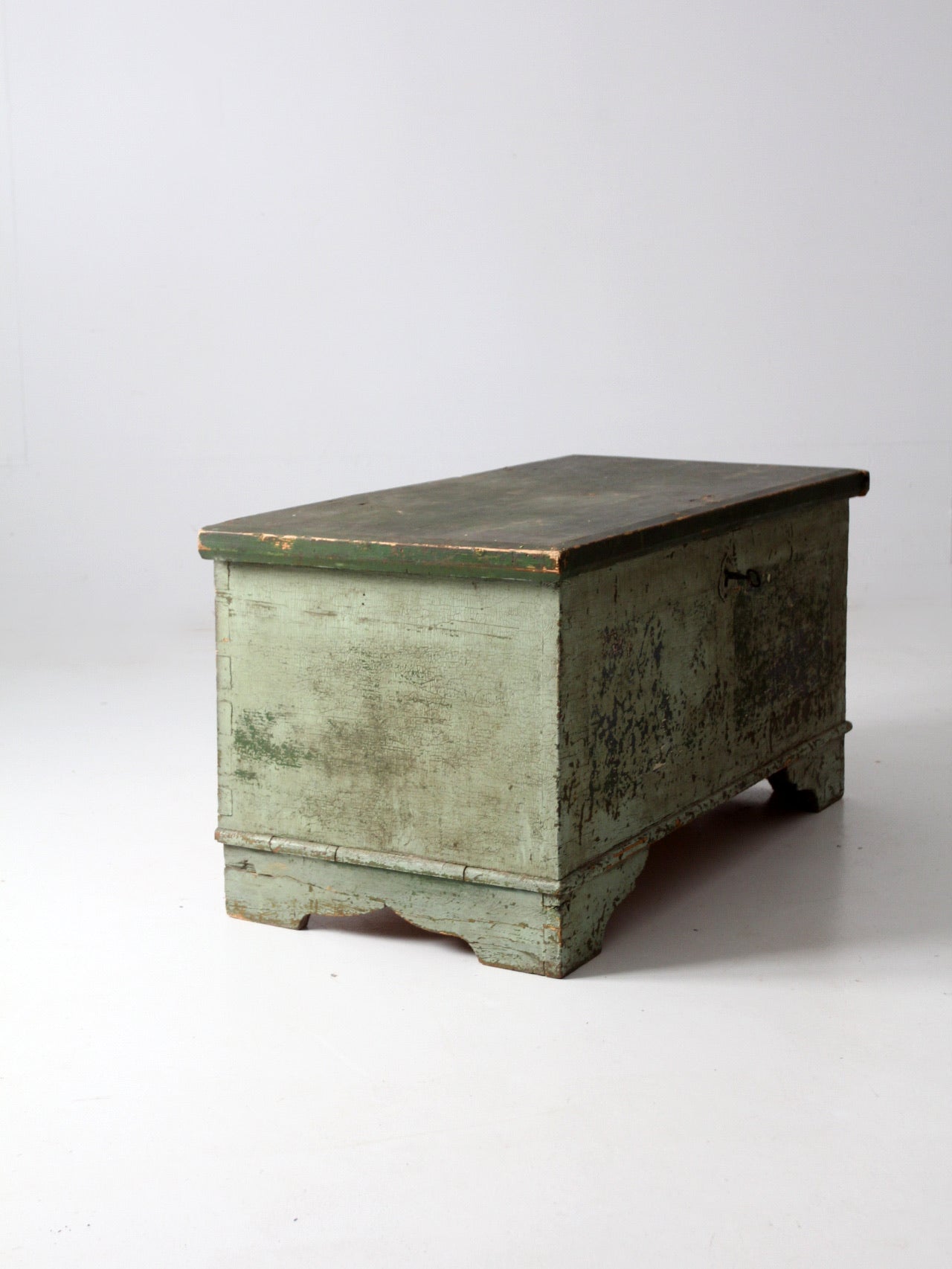 antique flat top wooden trunk