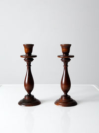 vintage wooden candlestick holders