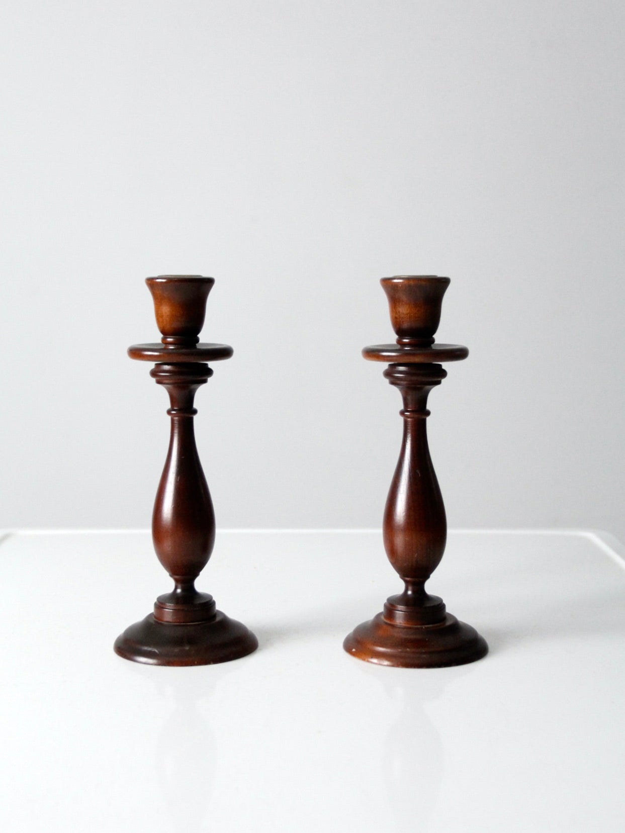 vintage wooden candlestick holders