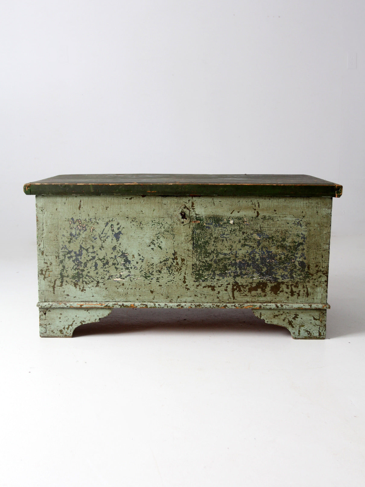 antique flat top wooden trunk