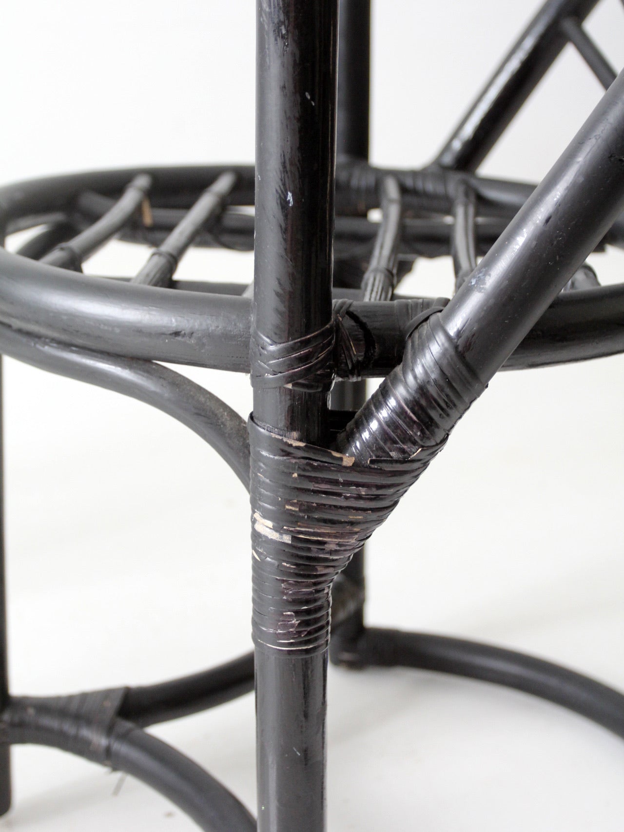 mid-century black rattan dining set