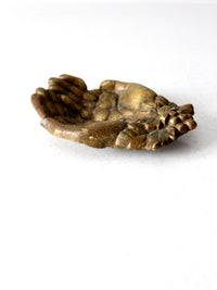 vintage cupped hands brass bowl