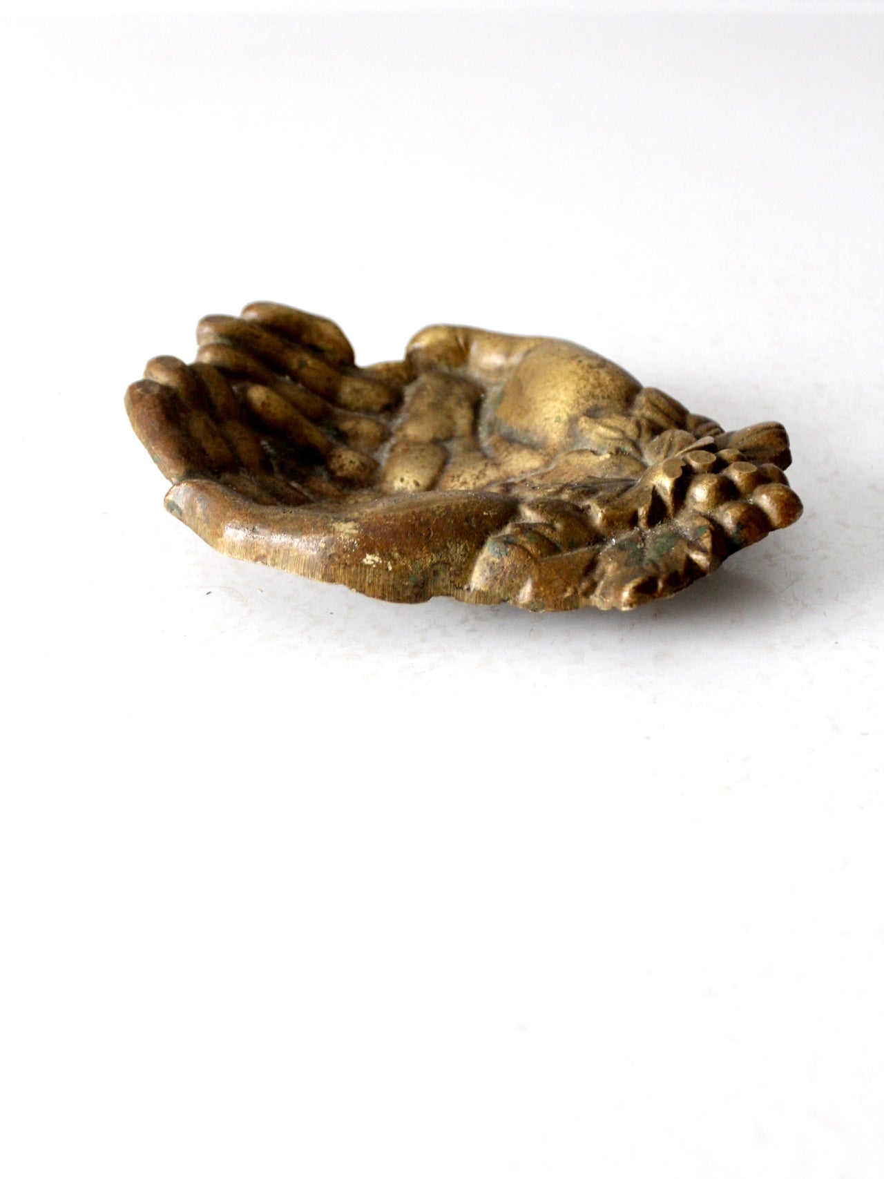 vintage cupped hands brass bowl