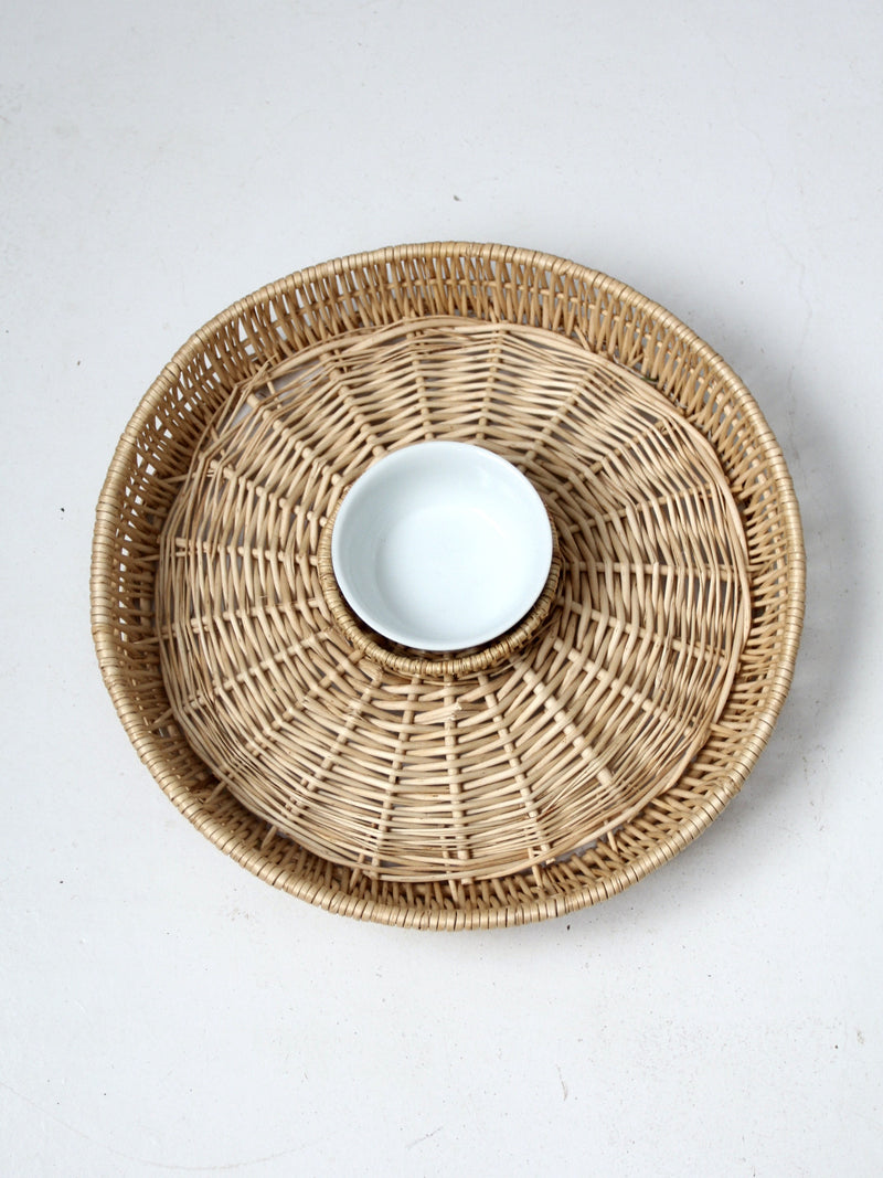 vintage woven chip and dip set