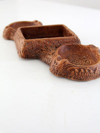 vintage syroco faux bois ashtray dish