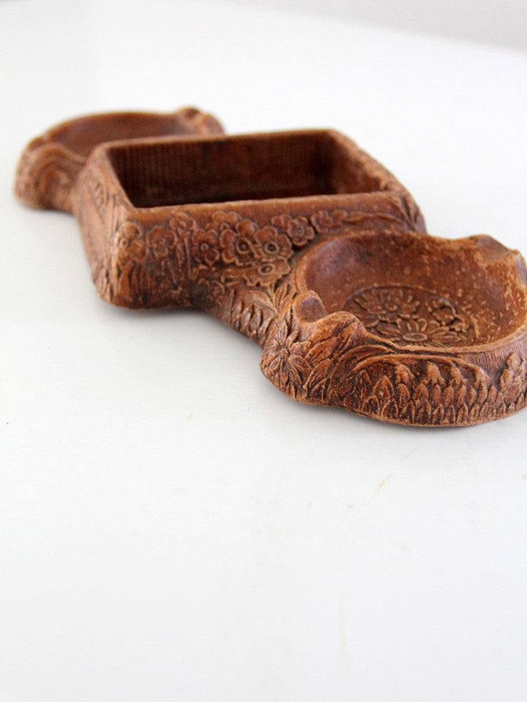 vintage syroco faux bois ashtray dish