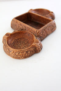 vintage 40s syroco faux bois dish