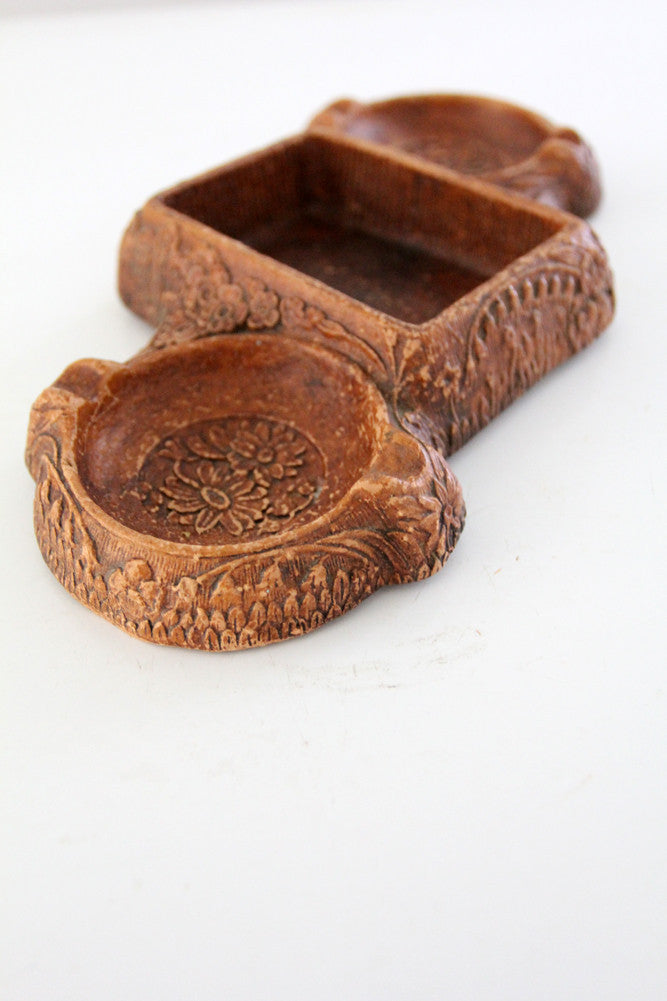 vintage 40s syroco faux bois dish