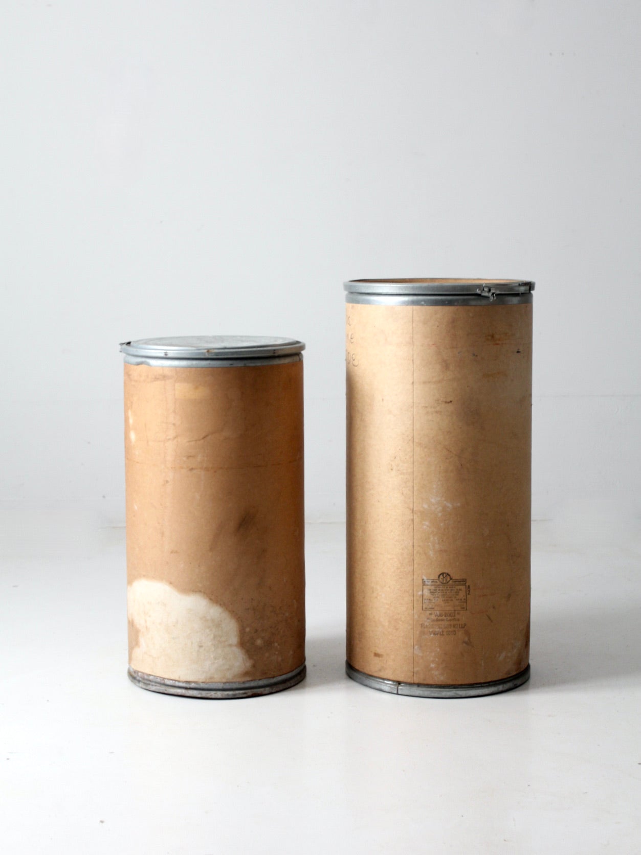 vintage industrial farm bins pair