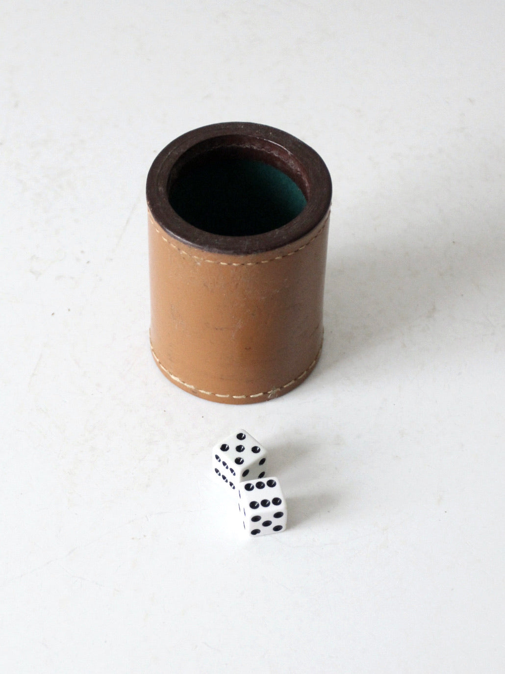 vintage leather dice cup set