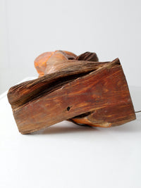 mid-century sculptural wood table lamp