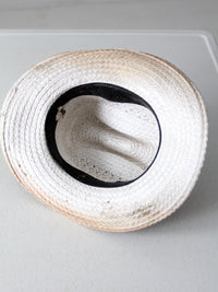 vintage white straw cowboy hat