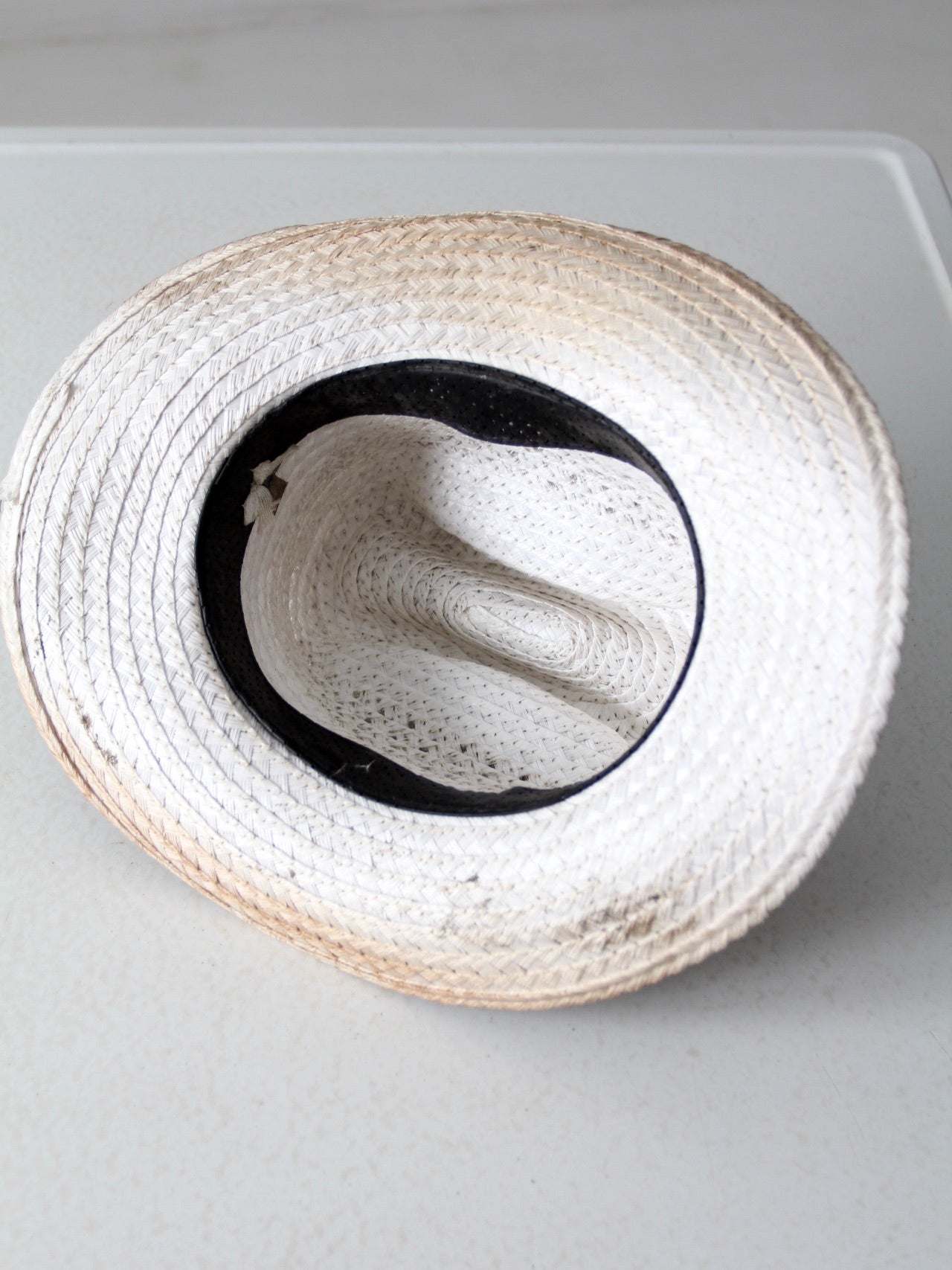 vintage white straw cowboy hat